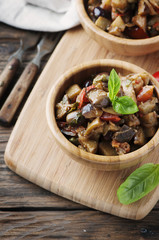 Traditional italian dish with eggplant and tomato