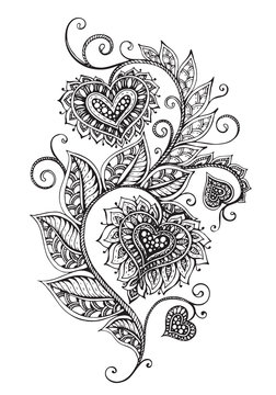 Vector hand drawn ornate floral pattern in zentangle style