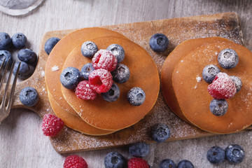Pancakes with Berries and tea