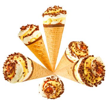Isolated image of many delicious ice cream close-up