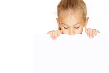 Little girl with blank sign