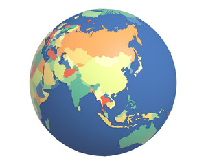 Political Globe, centered on China