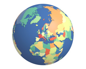 Political Globe, centered on Europe