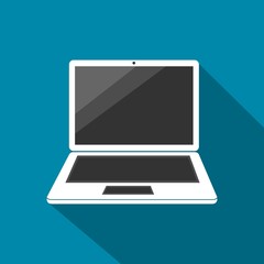 White Laptop Vector Icon Sign