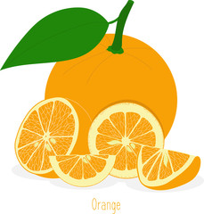 Orange slices, collection of vector illustrations on a transparent background
