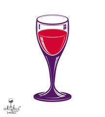 Realistic 3d wineglass, beverage theme illustration. Decorative