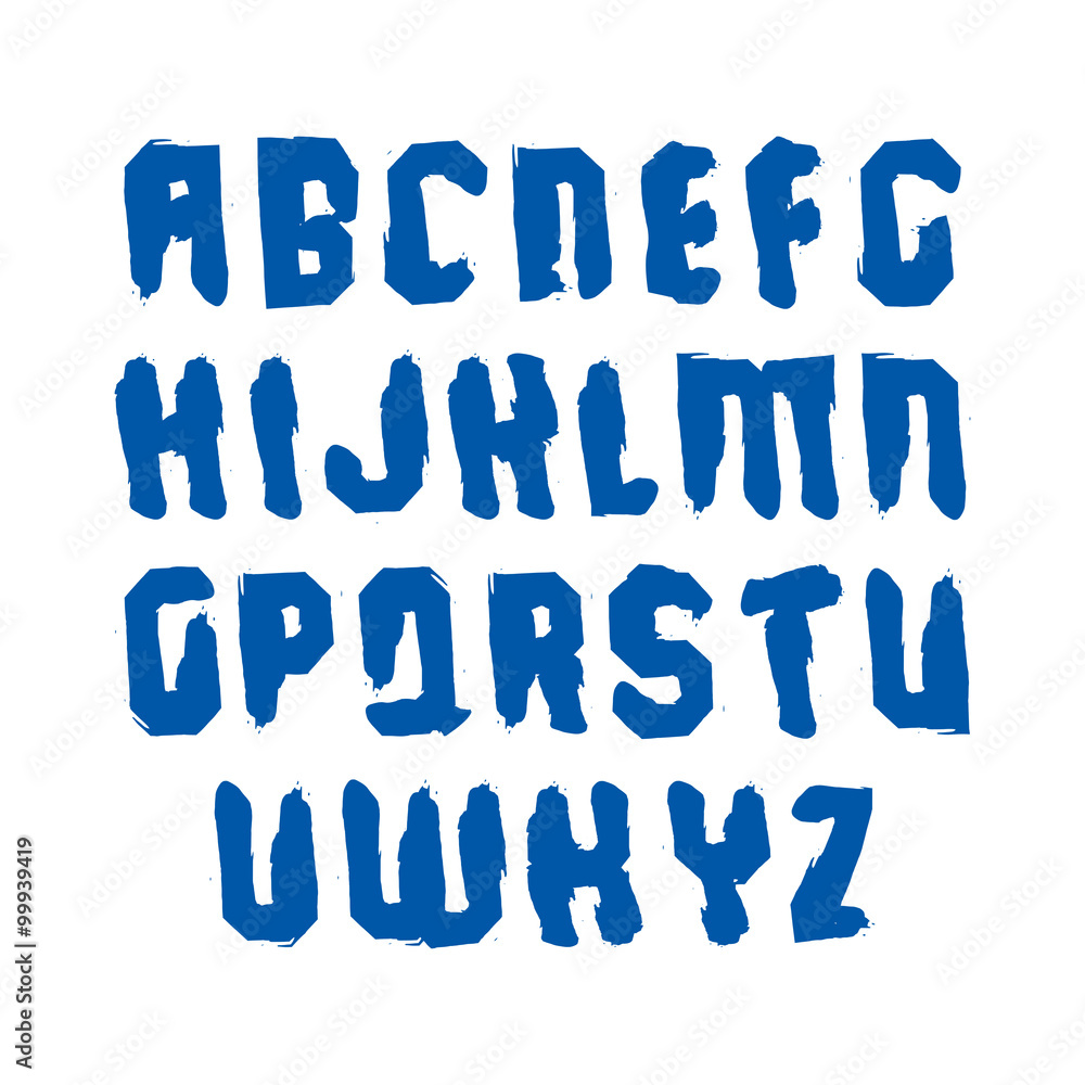 Poster handwritten uppercase letters, vector doodle brush typescript