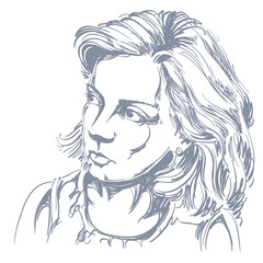 Portrait of delicate good-looking peaceful woman, black and whit