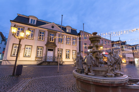 historic fountain on the townhall place lippstadt germany in the
