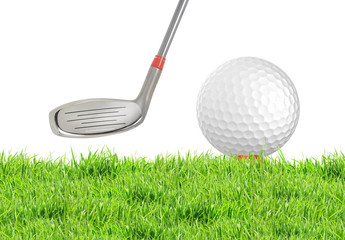 golf ball on the green grass of the golf course