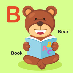 Illustration Isolated Animal Alphabet Letter B-Bear,Book