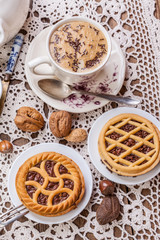 Tasty chocolate walnut tart.