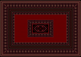 Carpet with red and burgundy details on a black background
