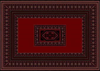 Carpet with red and burgundy details on a black background
