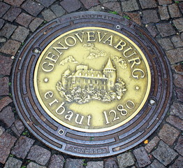 Manhole cower at the Genovevaburg in the city of Mayen. Germany