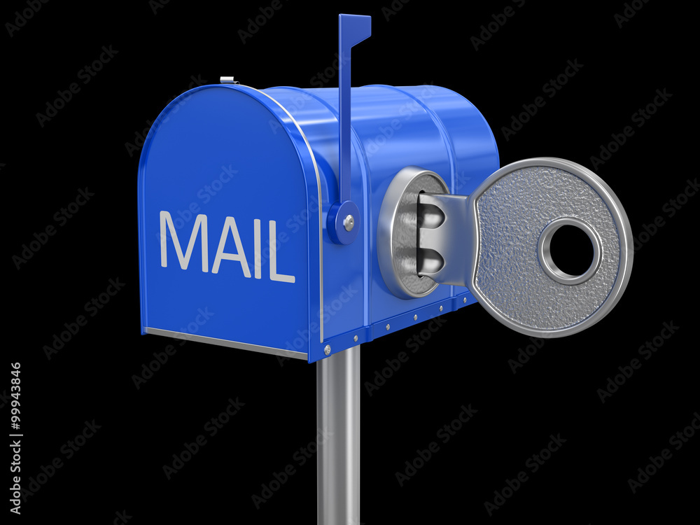 Poster mailbox and lock. image with clipping path