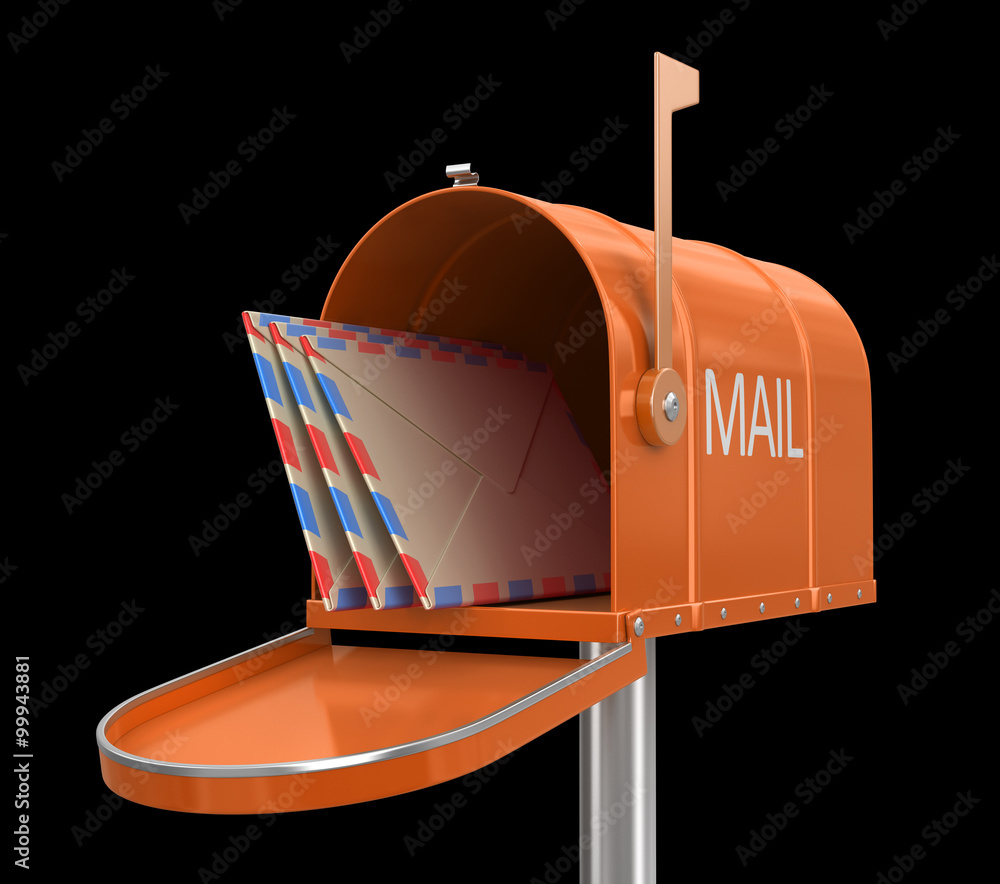 Poster open mailbox with letters (clipping path included)
