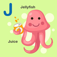 Illustration Isolated Animal Alphabet Letter J-Jellyfish,juice