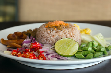 Rice Mixed with Shrimp paste – famous thai street food