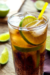 Rum and cola Cuba Libre drink