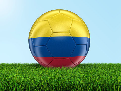 Soccer football with Colombian flag. Image with clipping path