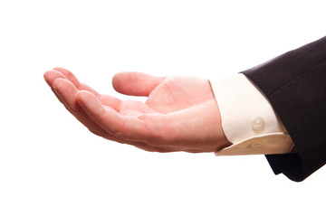 offene Hand, Mann im Anzug
