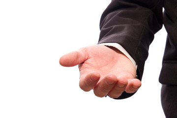 offene Hand, Mann im Anzug