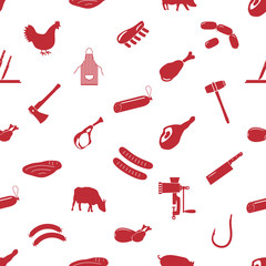 butcher and meat shop icons seamless pattern eps10