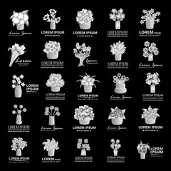 Bouquet Icons Set - Isolated On White Background - Vector Illustration, Graphic Design, Editable For Your Design