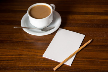 Note paper and coffee