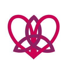 red heart with symbol of trinity on white background