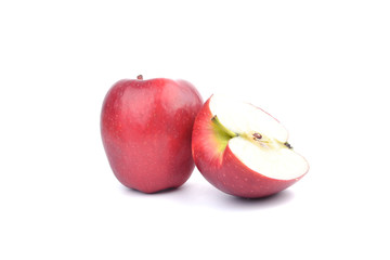 Red ripe apples on white background.