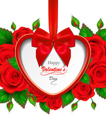 Valentine's day greeting card with red roses.
