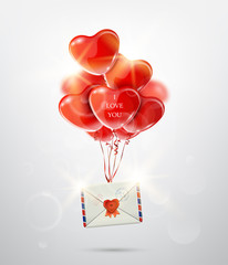 Valentine's day greeting card with air balloons.