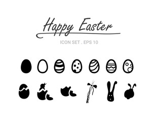 Happy easter! Vector easter icon set.