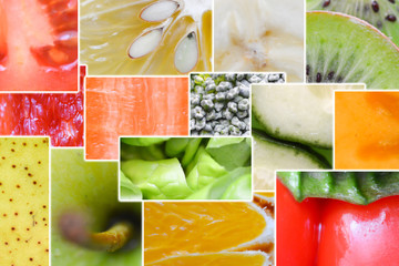 fresh fruit and vegetables collage