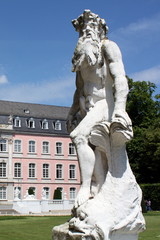 Statue and the Palace of the Elector in Trier. Germany