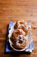 Round cake with cream