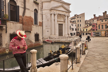 Venice, gondolas on the canal Grande Italy