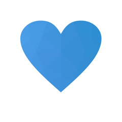 Blue heart isolated on white background.