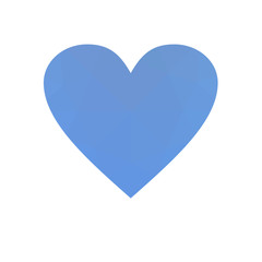 Blue heart isolated on white background.