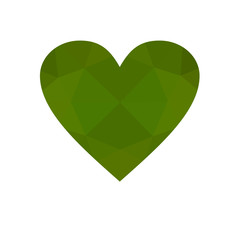 Green heart isolated on white background.