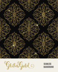 Glitter golden seamless vector pattern