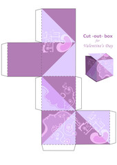 Obraz na płótnie Canvas st. Valentine's day, box for small gift for cut out and print