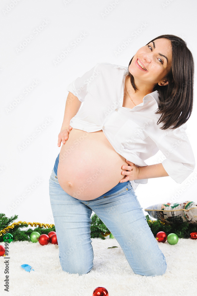 Wall mural happy pregnant woman