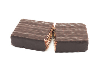 Chocolate waffles isolated on white background