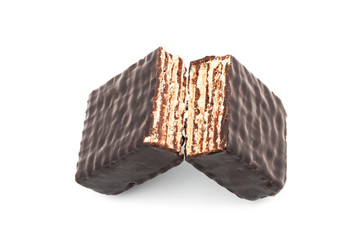 Chocolate waffles isolated on white background