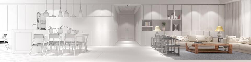 Innenarchitekt Loft mit Wohnküche