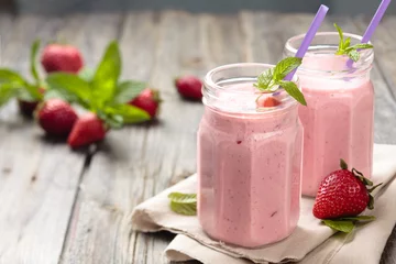 Photo sur Plexiglas Milk-shake Milkshake à la fraise.