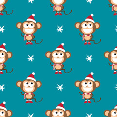 background with monkeys and snowflakes